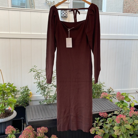 Rachel Parcell - Brown Ribbed Sweater Midi Dress - Picture 10 of 16